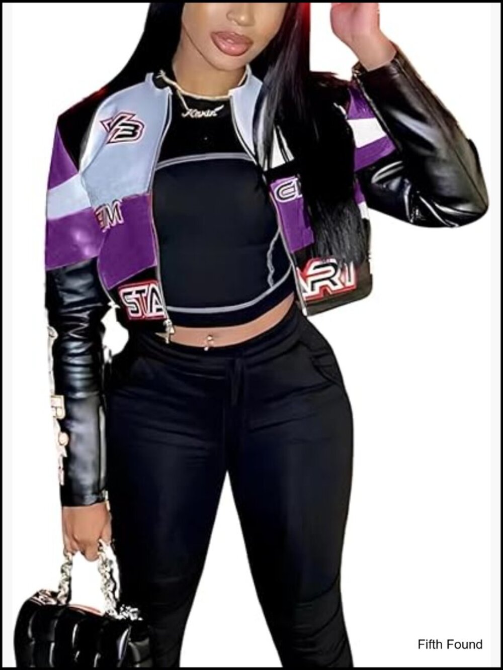 Faux Leather Moto Biker Jacket, Crop Bomber Jacket Women, Zip Front